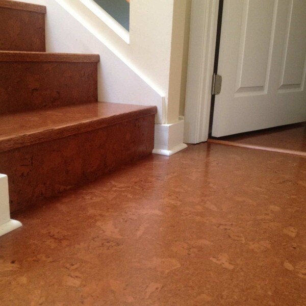 Sierra brown flooring in a stairwell with cream walls